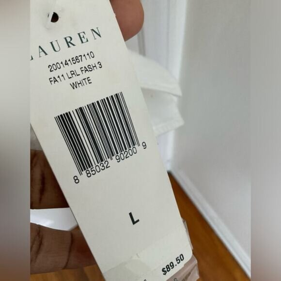 Lauren Ralph Lauren white button down shirt bow tie blouse - Picture 5 of 5